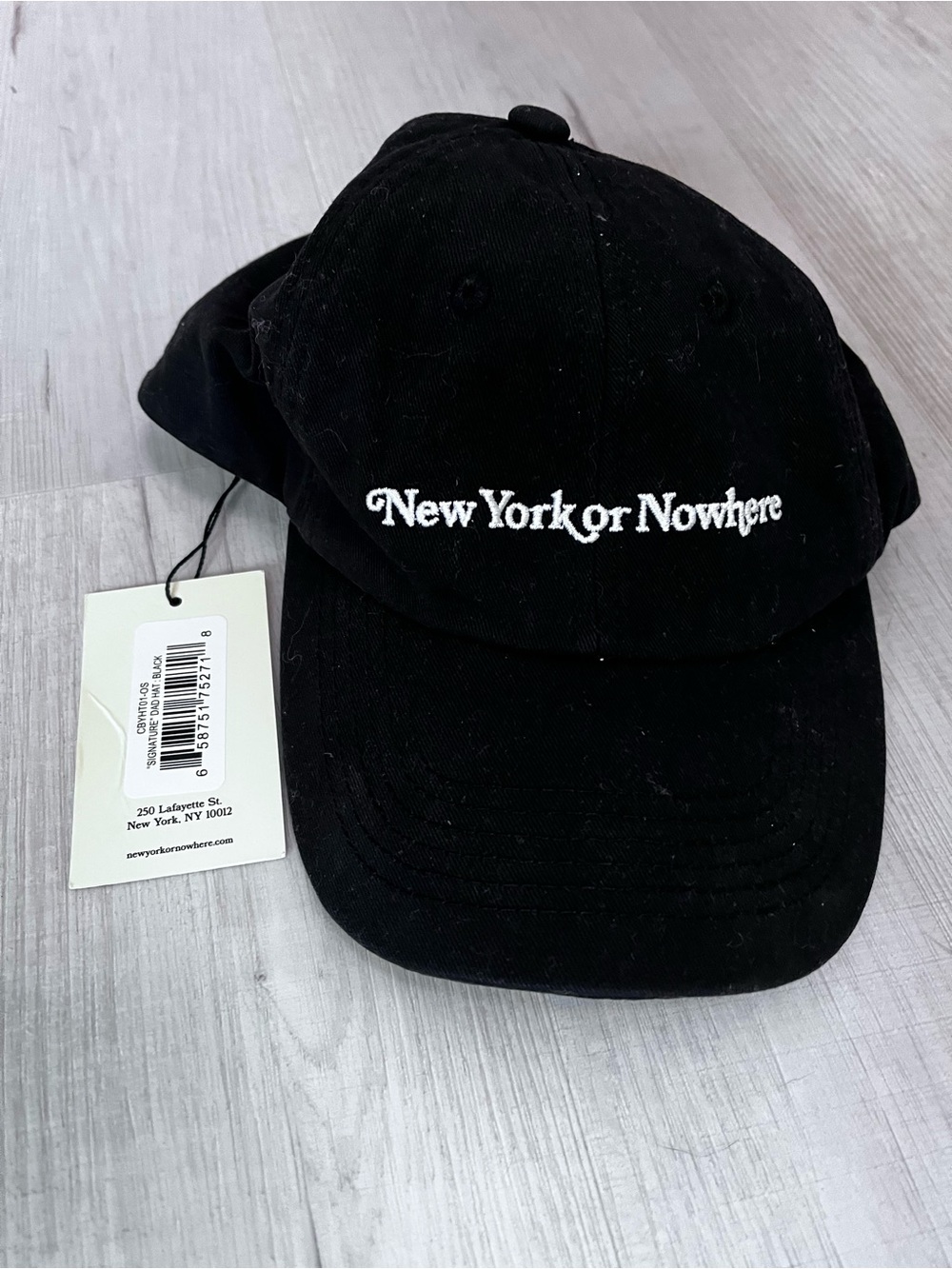New York or Nowhere Black Embroidered Baseball Cap
